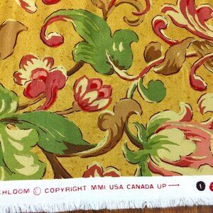 Richloom Platinum Collection Fabric 2 Yards 55W Gold Floral Scroll 23 Repeat VTG